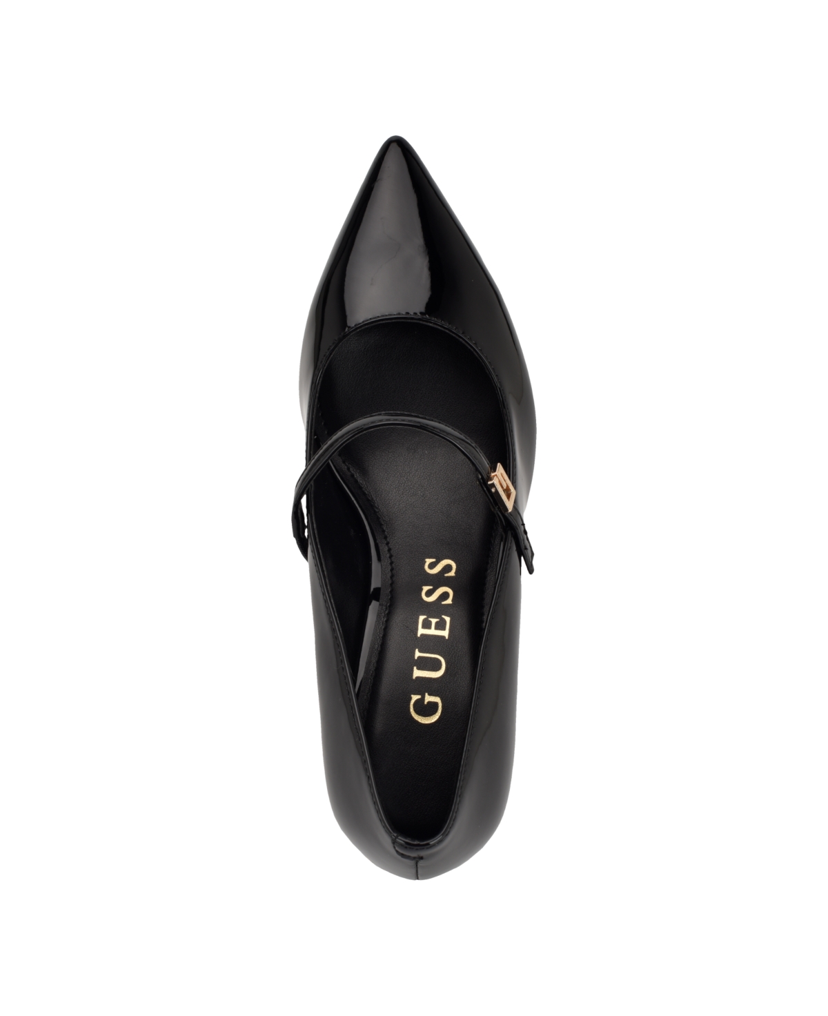 Guess Women s Zands Pointed Toe Mid Block Heel Patent Mary Janes Pumps Dark Red Patent Smart Closet