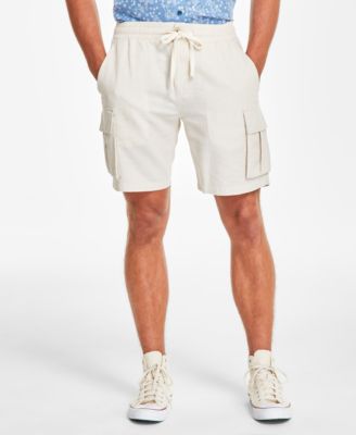 Men's Drawstring 8" Linen Blend Cargo Shorts, Exclusively at Macy's
