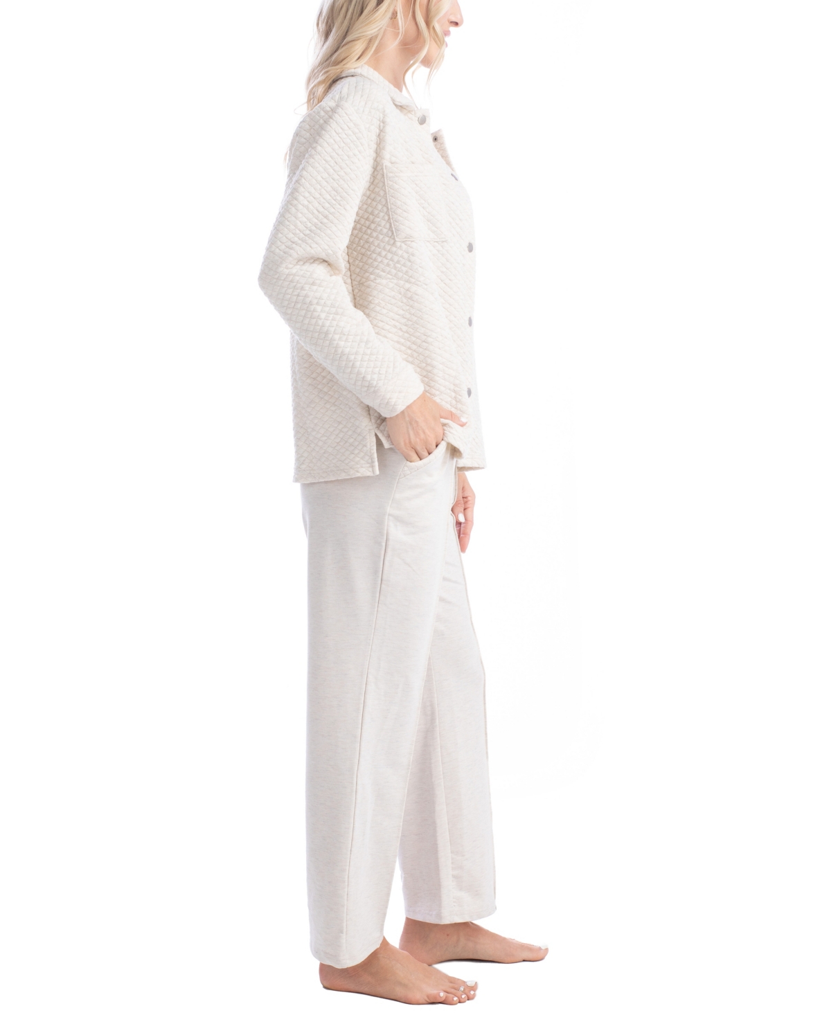 Muk Luks Women's 3-piece Quilted Lounge Set In Sage Green