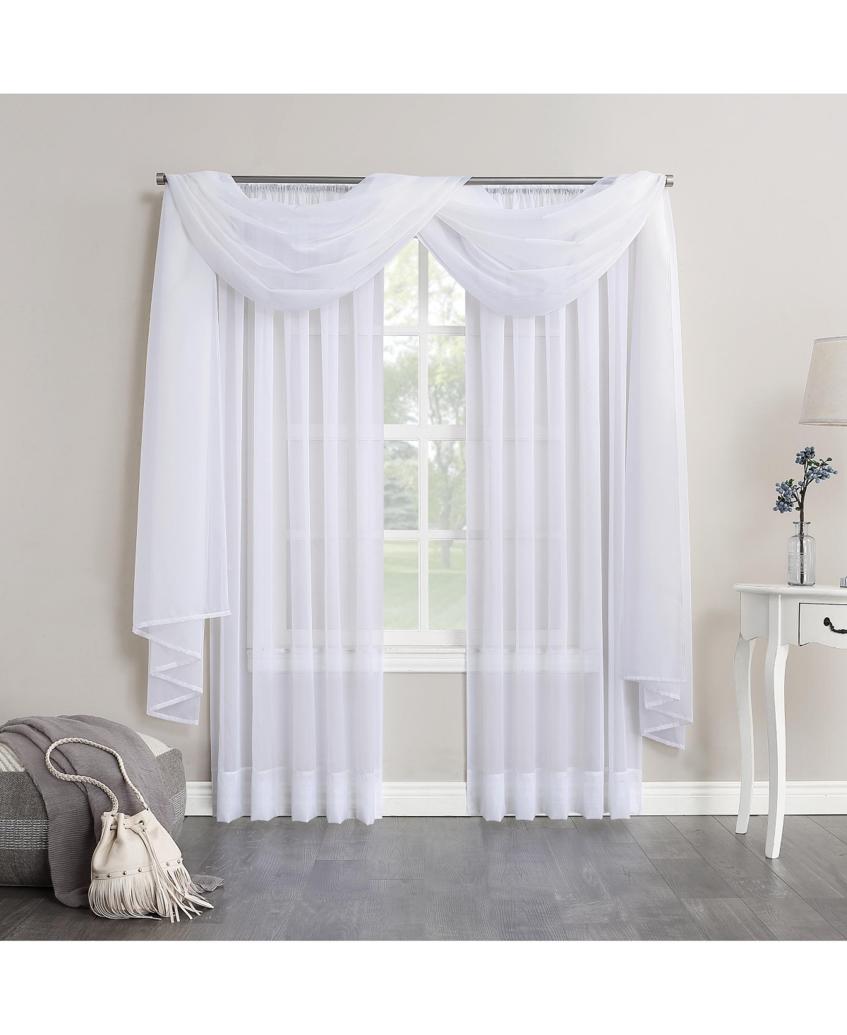 Sheer Voile Rod Pocket Curtain Panel