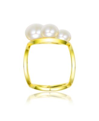 Sterling Silver 14k Gold Plated with Freshwater Pearls Ball Ring
