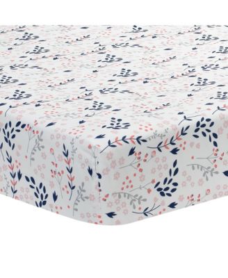 Forever Friends White/Pink/Gray Woodland Fox/Owl 4-Piece Nursery Crib Baby Bedding Set