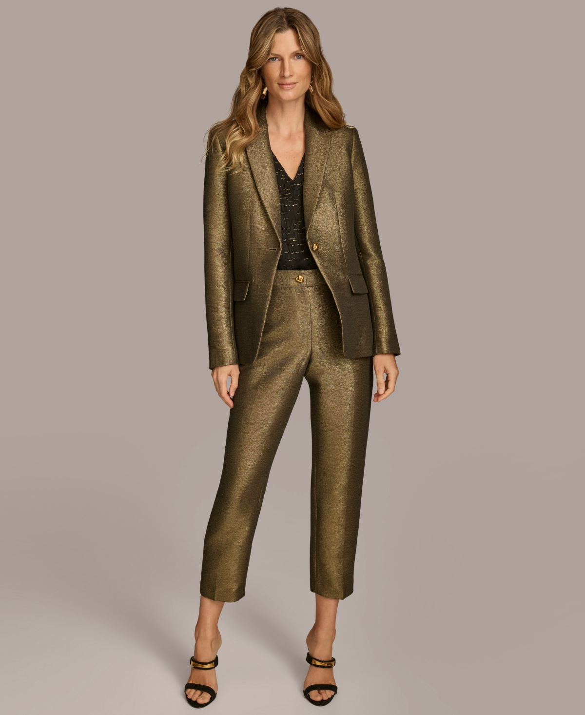 Donna Karan New York Women's Metallic Slim Leg Ankle Pants