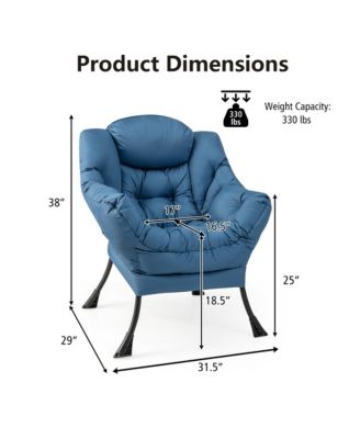 Modern Polyester Fabric Lazy Chair Single Sofa Chair w/Side Pocket
