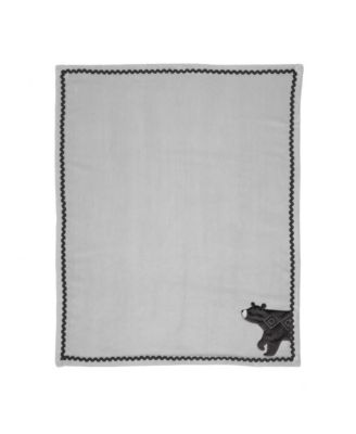 Woodland Forest Gray Fleece Bear Nursery Baby Blanket