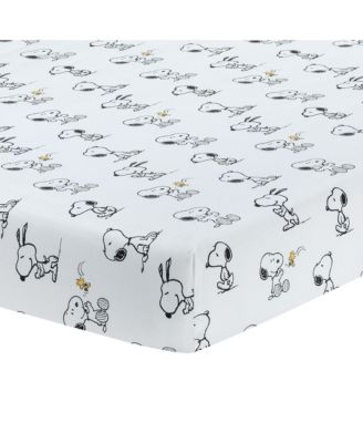 Classic Snoopy White/Black/Gray 3-Piece Baby Crib Bedding Set