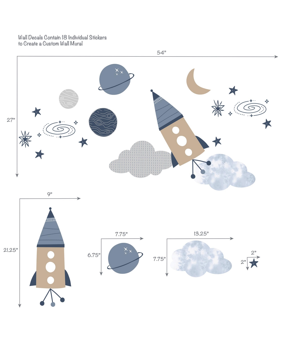 Lambs & Ivy Sky Rocket 5-PieceGalaxy/Space Nursery Baby Bedding Set - Blue