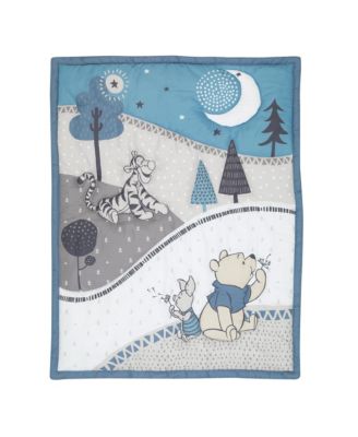 Disney Baby Forever Pooh Blue/Gray 3-Piece Mini Crib Bedding Set