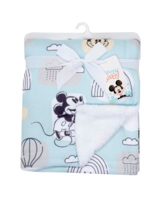 Disney Baby Classic Mickey Mouse Blue/White Soft Fleece Baby Blanket