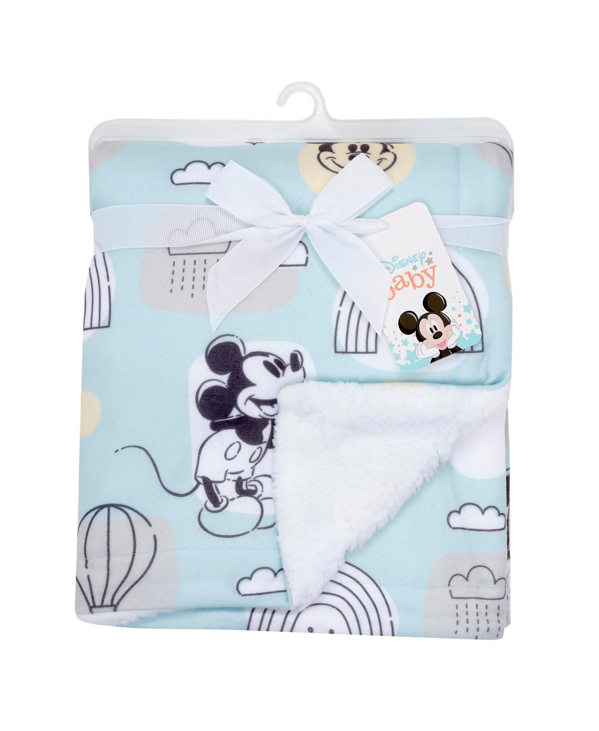 Lambs & Ivy Disney Baby Classic Mickey MouseWhite Soft Fleece Baby Blanket - Blue
