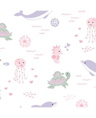 Sea Dreams Soft White 100% Cotton Nautical Ocean Fitted Crib Sheet