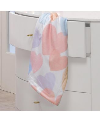 Rainbow Hearts White/Pink/Purple Soft Fleece Baby Blanket