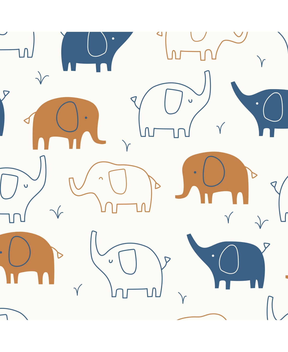 Lambs & Ivy Playful Elephant 100% CottonBlue Baby Fitted Sheet - White