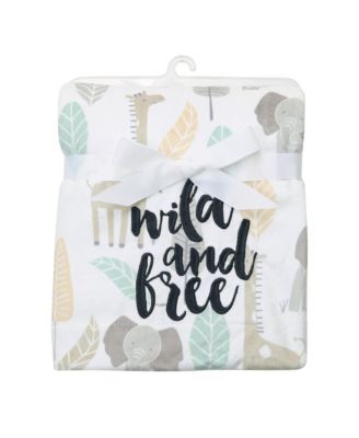 Jungle Friends Elephant/Giraffe Safari Soft Fleece Baby Blanket