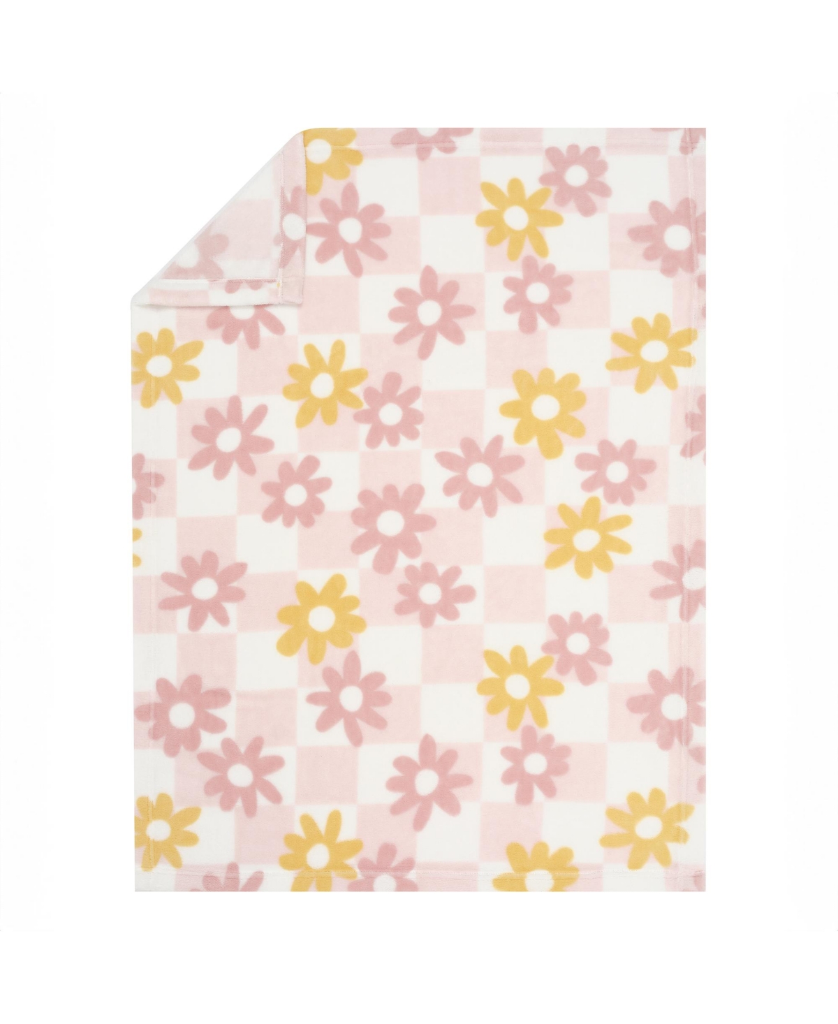 Lambs & Ivy Daisy Dreams Soft & Cozy Luxury Fleece Checkered Baby Blanket