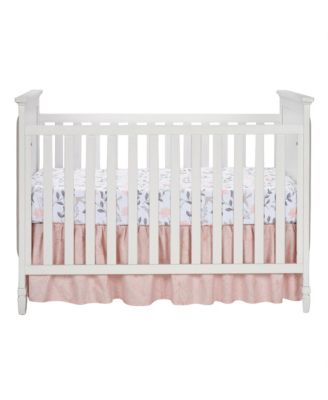 Petals White/Pink/Gray Floral 100% Cotton Fitted Crib/Toddler Sheet