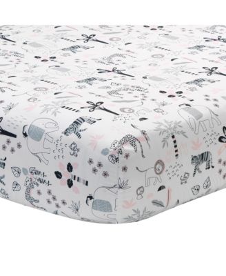 Happy Jungle Pink/White Safari Nursery 5-Piece Crib Bedding Set