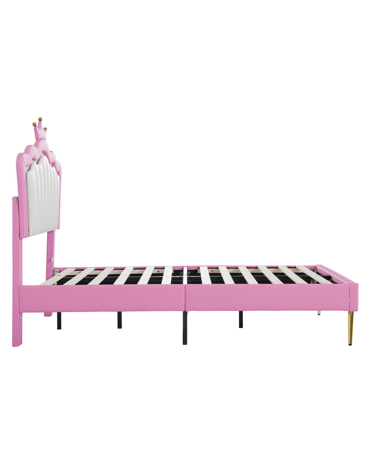 Streamdale Furniture Upholstered Princess Bed with Led Crown Headboard