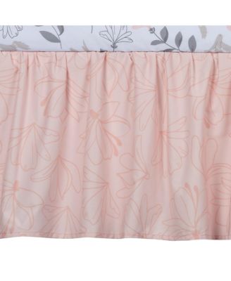 Petals Gray/Pink Sateen Cotton Floral 3-Piece Baby Crib Bedding Set