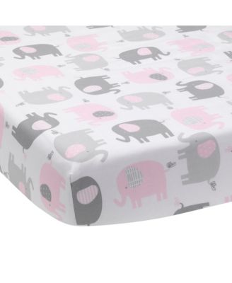 Eloise Pink/Gray/Gold/White Elephant 3-Piece Nursery Baby Crib Bedding Set