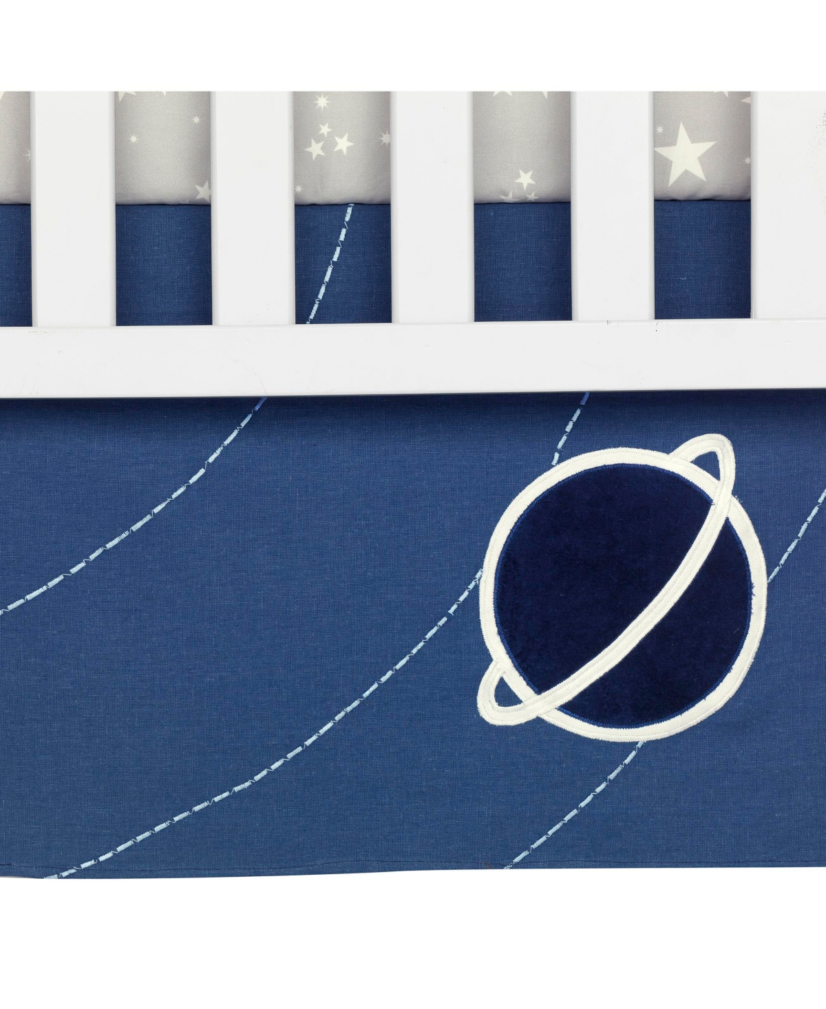 Lambs & Ivy Milky WayGray Space Galaxy 4-Piece Nursery Baby Bedding Set - Blue