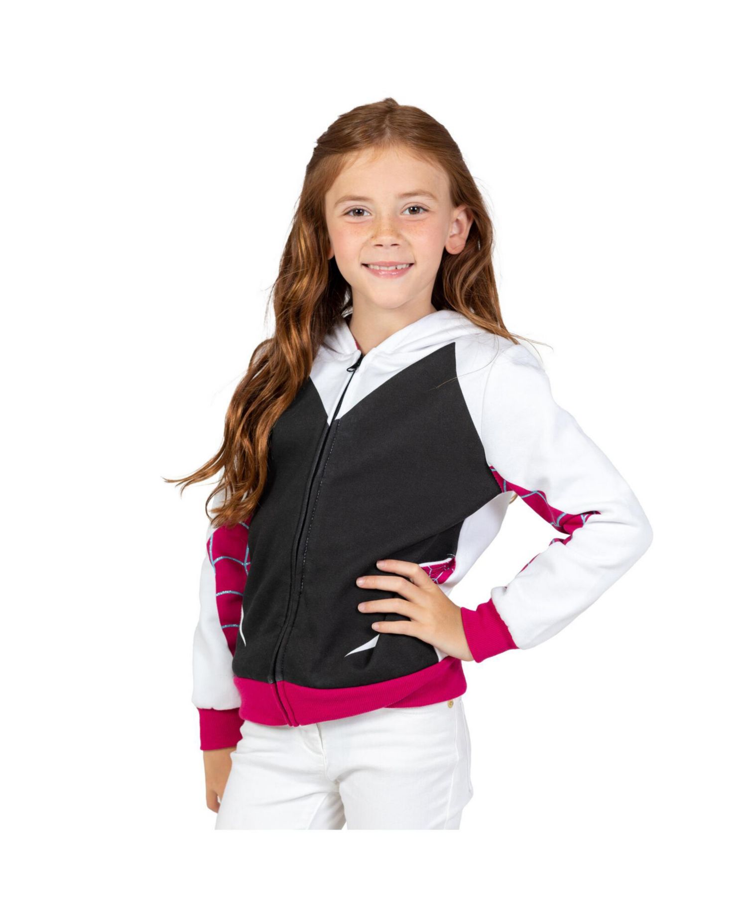 Girls Spider-Man Spider-Gwen Ghost Spider Fleece Zip Up Hoodie to