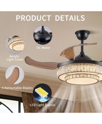 Contemporary LED Retractable Remote Control Ceiling Fan