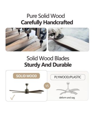 Modern Wood Ceiling Fan with Light and Remote (60")