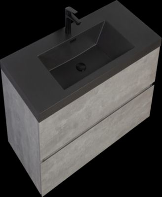 Streamdale Modern 42&amp;#x22; Floating Vanity with Black Quartz Basin