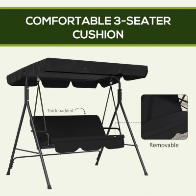 3-Seat Outdoor Patio Swing w/ Canopy & Cushion