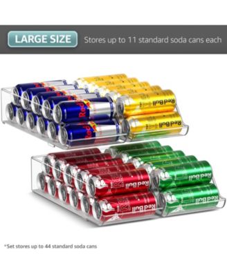 Set of 4 Skinny Soda Can Organizer for Refrigerator - Slim Can Holder Drink Dispenser for Fridge - Soda Can Organizer