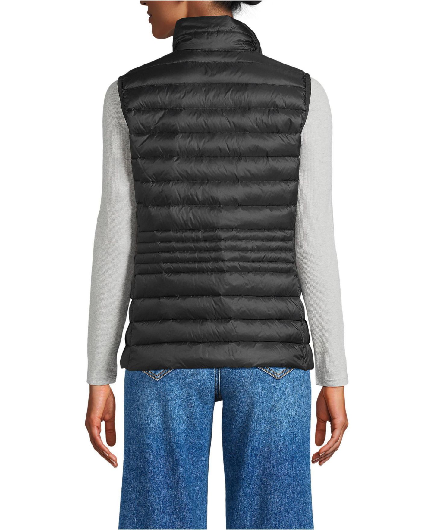 Женский жилет Lands' End Wanderweight Packable Down, цвет: Чёрный — фото 2