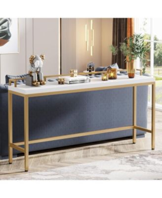 70.9 inch Extra Long Sofa Table Rustic Industrial Console Table Behind Couch, Narrow Entryway Hallway Table Skinny Sofa Bar Table for Living Room (Brown)