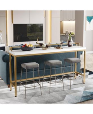 70.9 inch Extra Long Sofa Table Rustic Industrial Console Table Behind Couch, Narrow Entryway Hallway Table Skinny Sofa Bar Table for Living Room (Brown)