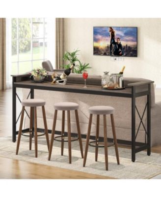 Console Table, 70.9-Inch Engineered Wood and Metal, Extra Long Design with Outlets, USB Ports, and Charging Station, Sofa Table