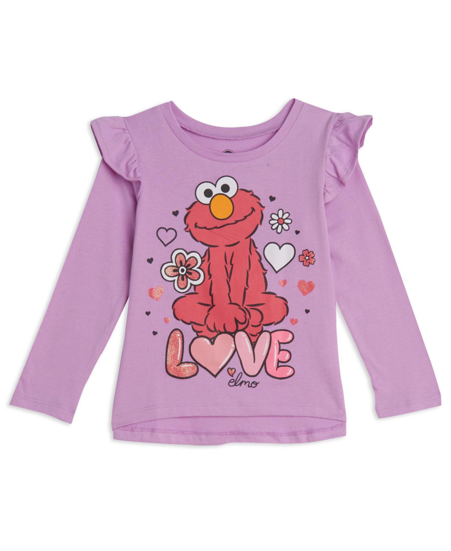 Elmo Girls' 2-Pack Long Sleeve Ruffle T-Shirts
