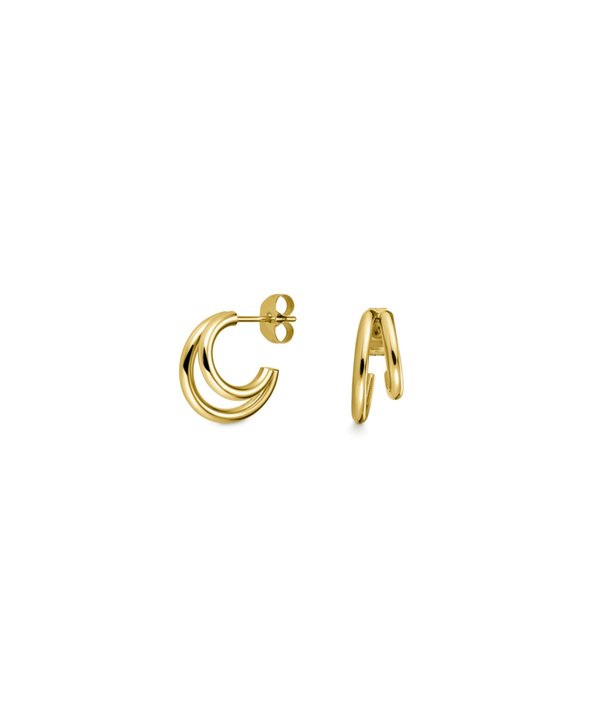 Double Hoop In Rhodium Plated Stainless Steel - Gold