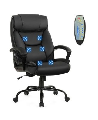 Massage Executive Office Chair with 6 Vibrating Points-Black