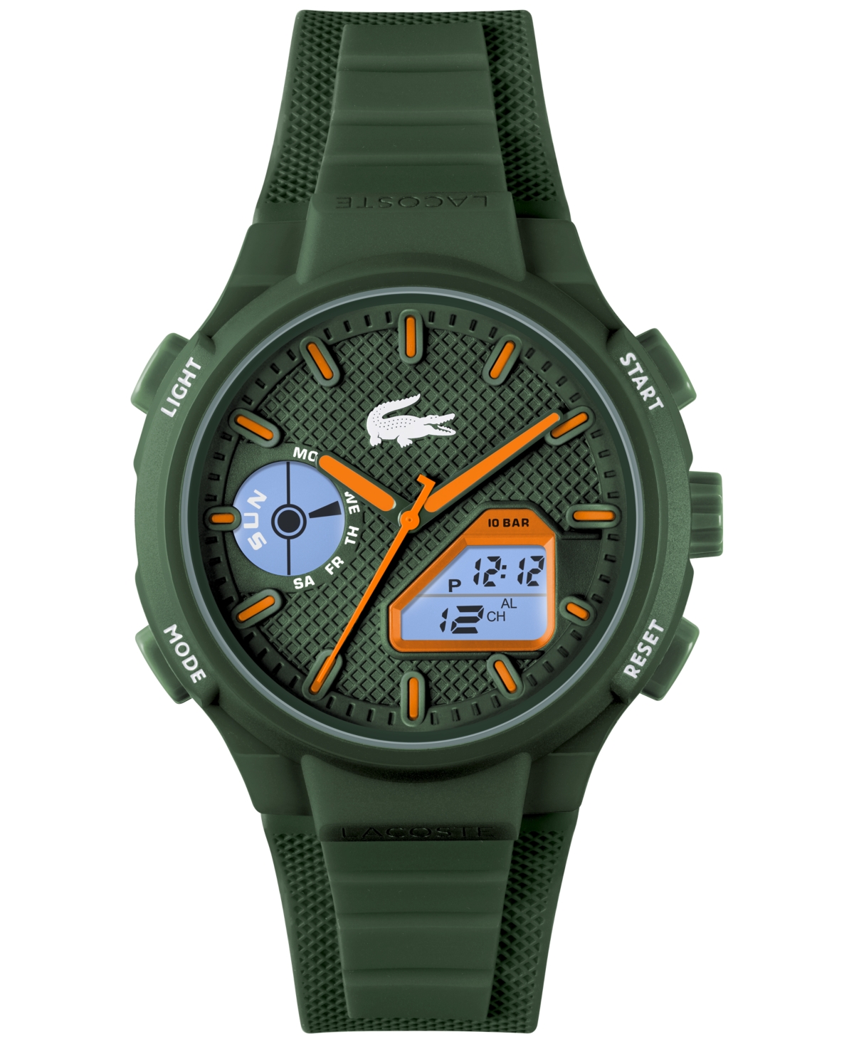 Lacoste Lc33 Analog And Digital Silicone Watch - One Size In Khaki