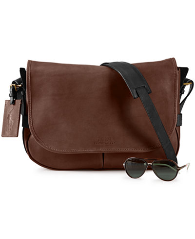 ralph lauren messenger bag polo leather toned