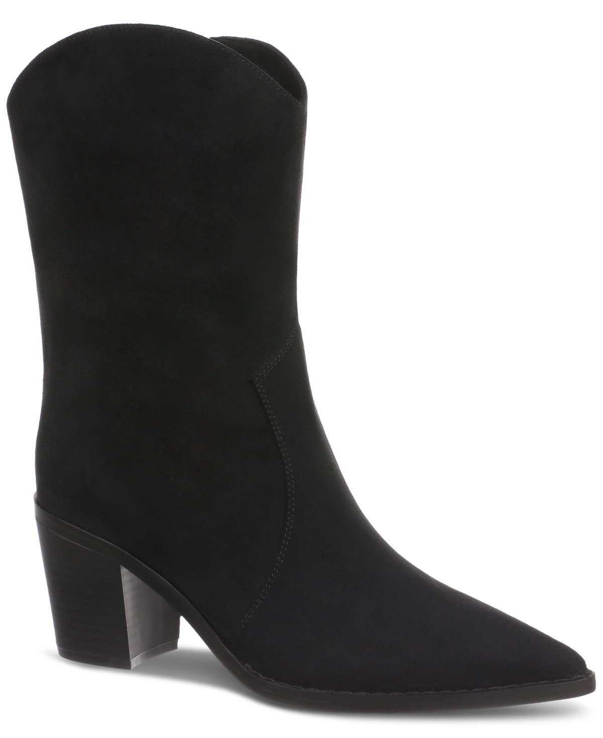 On 34th Gemma Stacked Heel Booties, Created for Macy's - Black Micro