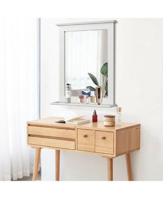 Wall-Mounted Multipurpose Vanity Mirror with Shelf-Gray