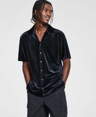 Tinsel - Men's Velvet Short Sleeve Button-Front Camp Shirt
