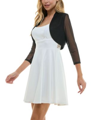 Juniors' Glittered Open-Front Shrug