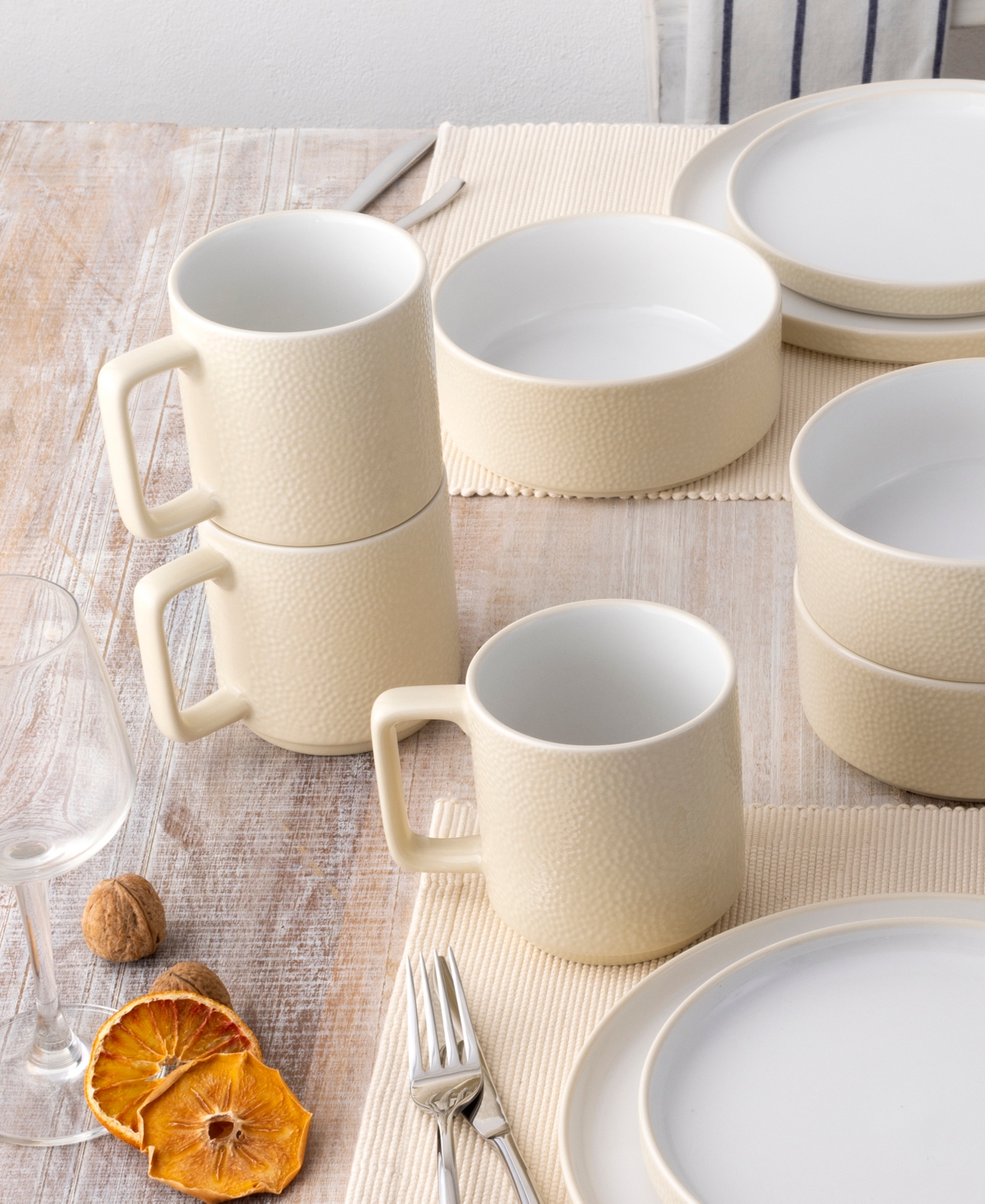 Noritake Colortex Stone Stax Ivory Mugs, Set Of 4 In Ivory