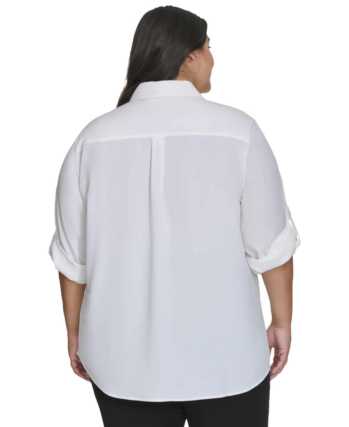 Karl Lagerfeld Paris Plus Size Necklace-Effect Blouse, Created for Macy's