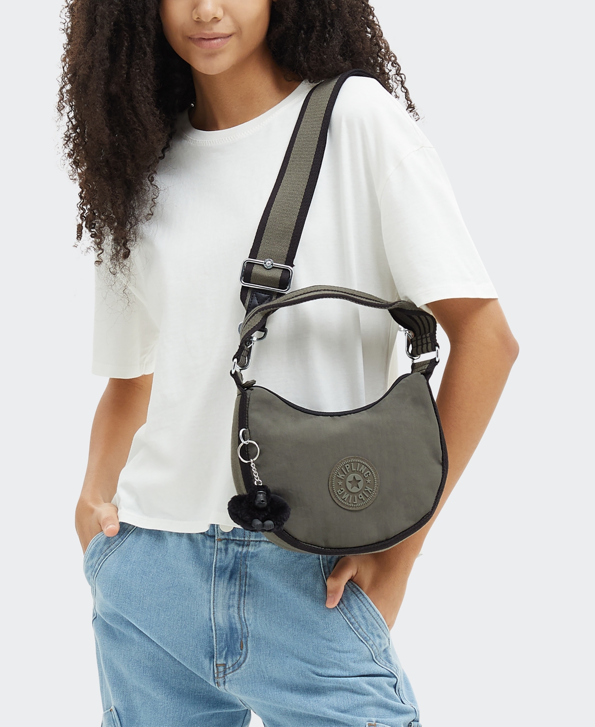 Kipling Malise Small Crescent Crossbody Bag GREEN MOSS JL24 Smart Closet