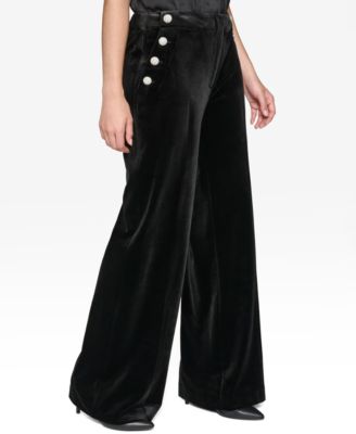 Women's Velvet Rhinestone-Button Pants