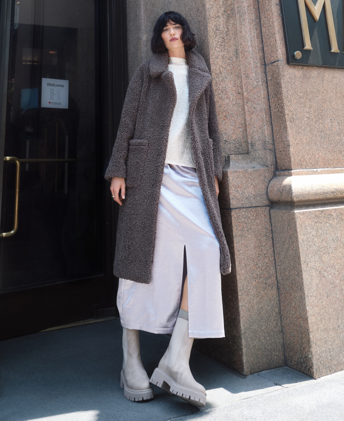 Bcbgmaxazria Women's Notched-Collar Teddy Coat