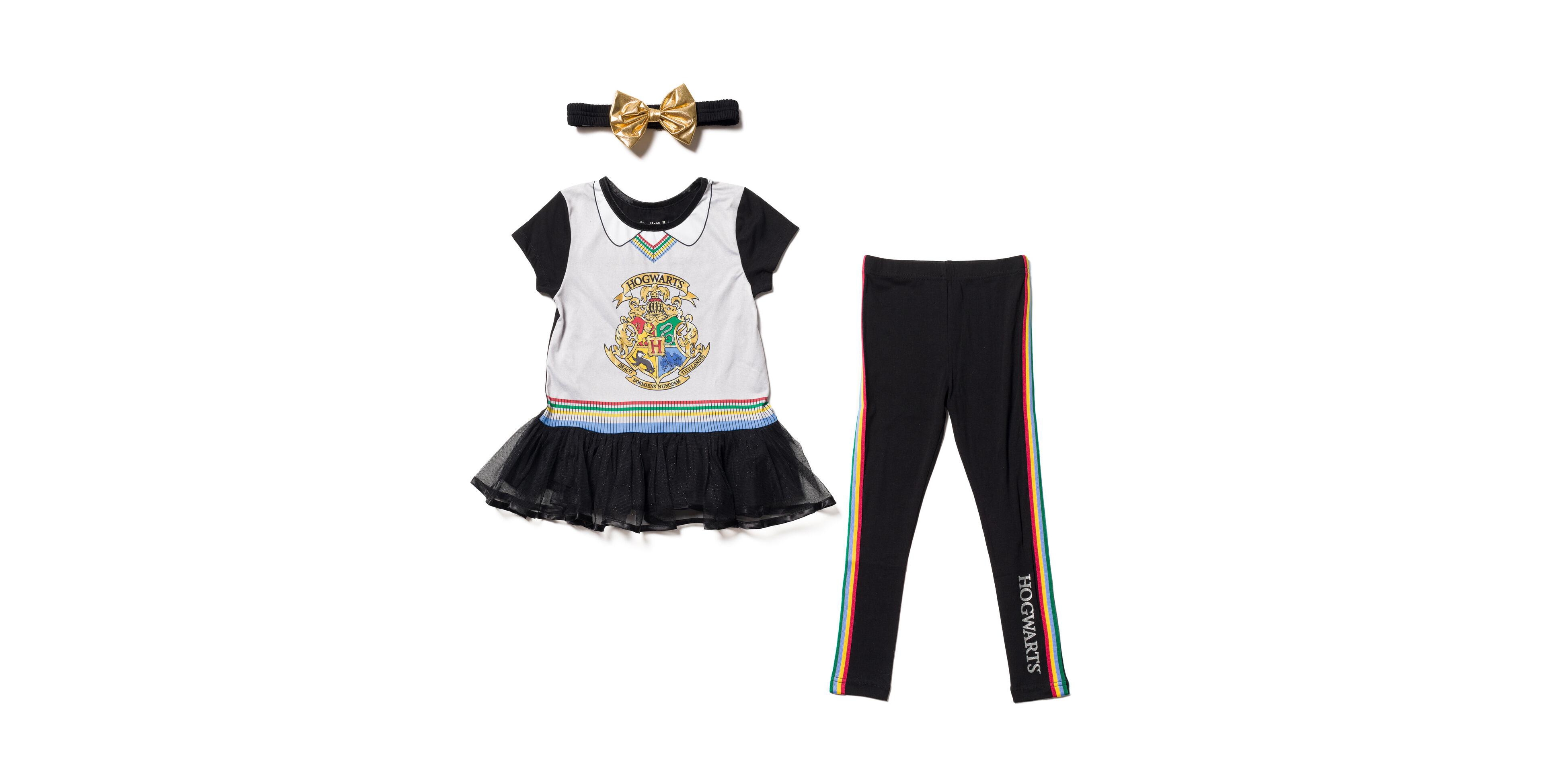 Harry Potter Girls Gryffindor Ravenclaw Cosplay T-Shirt Dress Leggings and Headband 3 Piece Outfit Set to